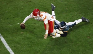 Kansas City Chiefs quarterback Patrick Mahomes (15) during the NFL Super Bowl 57 LVII football game between the Philadelphia Eagles and the Kansas City Chiefs in Glendale, AZ on Feb 12, 2023 Charles Baus/CSM.